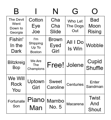Songs You Gotta Know Bingo Card