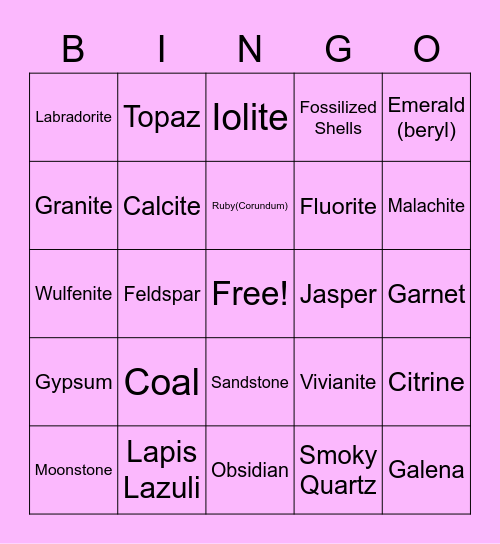 Magic Crystal Bingo Card