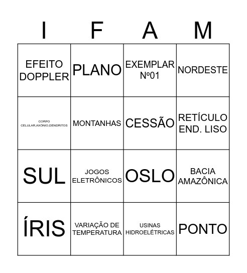 BINGO DO CONHECIMENTO Bingo Card