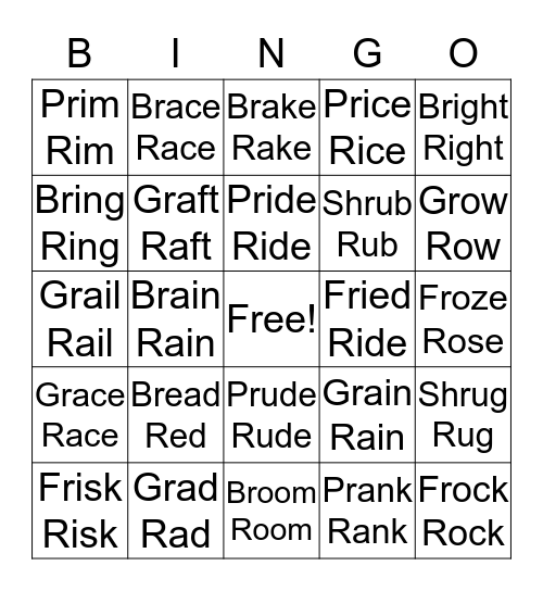 SPEECH BINGO! Bingo Card