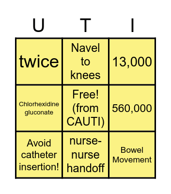 CAUTI Bingo! Bingo Card