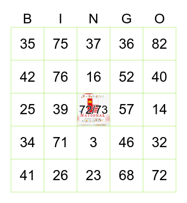 NJC72/73 50th Anniversary Dinner Bingo Card