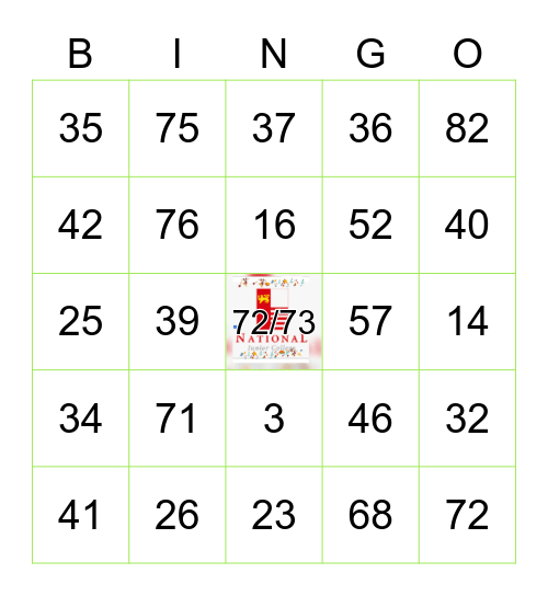 NJC72/73 50th Anniversary Dinner Bingo Card
