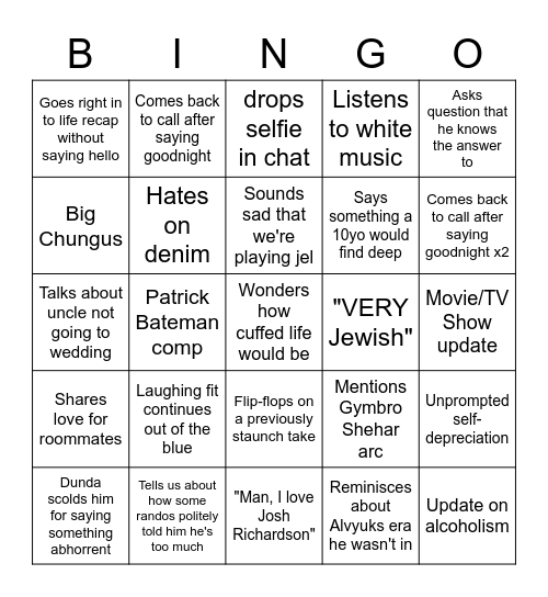 Sherry & Mary Bingo Card