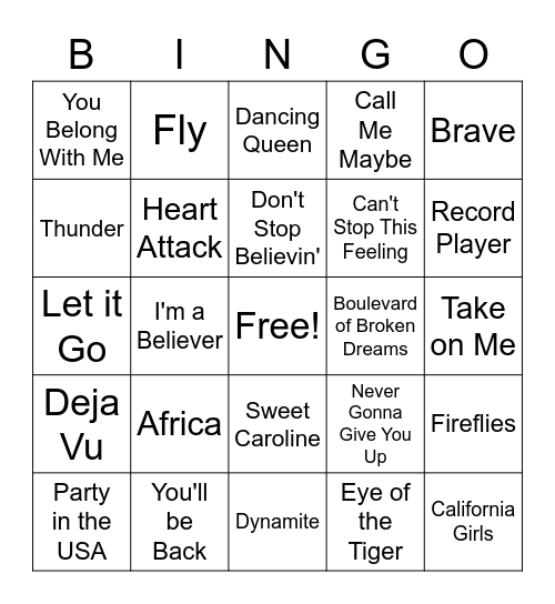 Music Bingo! Bingo Card