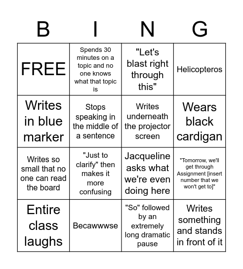 CivPro Bingo Card