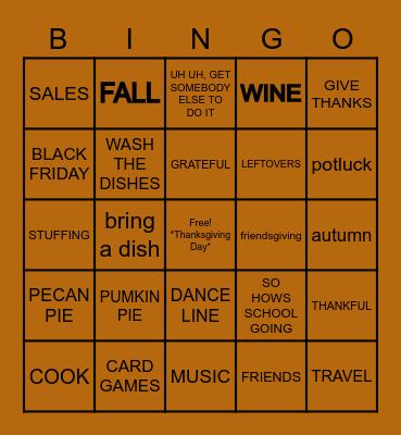 Express Gratitude Bingo Card