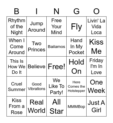 90s Summer Bingo Card