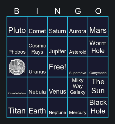 Space Objects Bingo Card