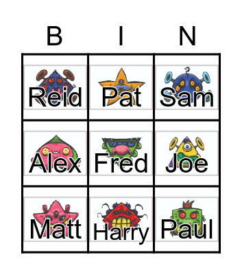 Halloween Monster Bingo Card