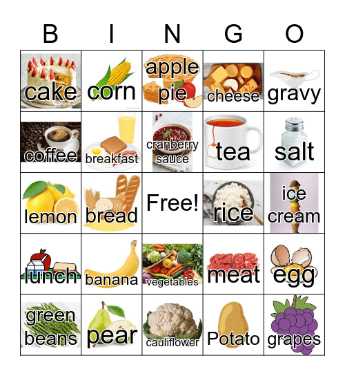 Food Bingo Card