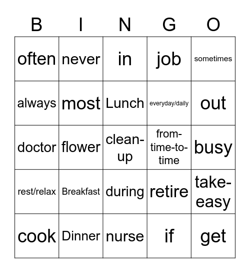 Unit 10 Bingo Card