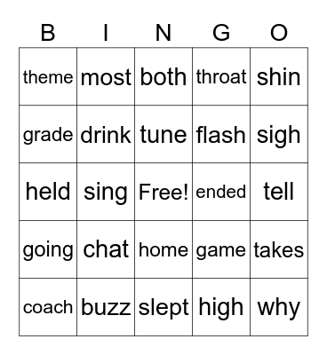 Phonics Bingo Card