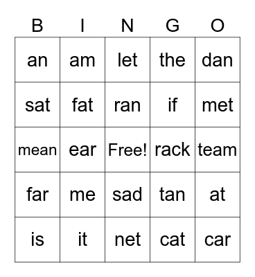 RM Bingo Card