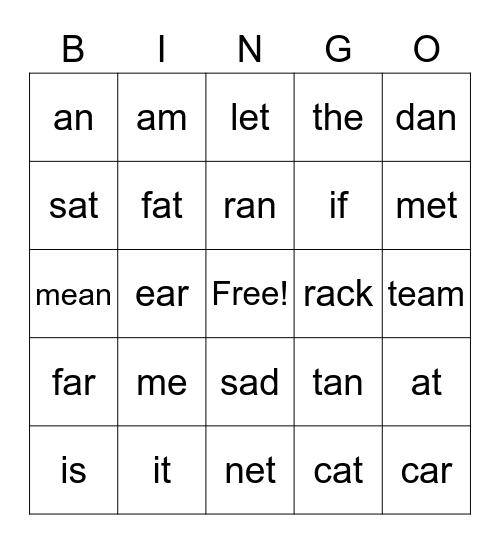 RM Bingo Card
