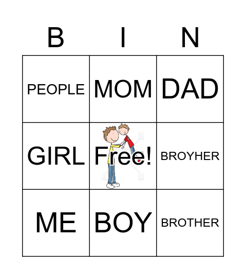 Family Members Bingo! Bingo Card