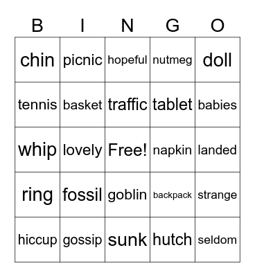 vccv Bingo Card