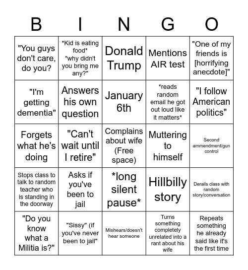 Mr. Swinger Bingo Deluxe Bingo Card