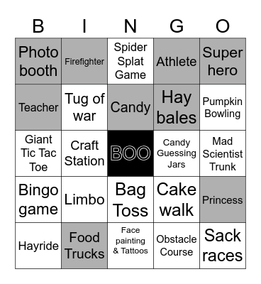 Trunk or Treat Bingo Card