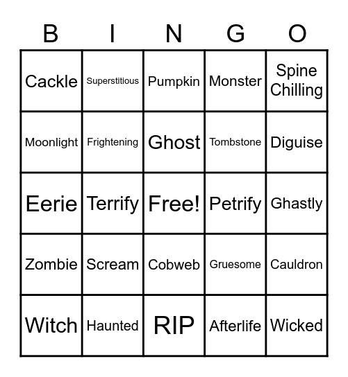 Halloween Bingo Card
