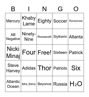 Trivia BINGO Card