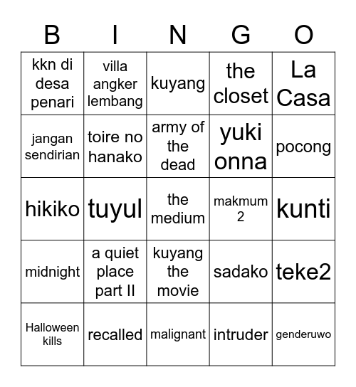 BINGO JIJEEEEL Bingo Card