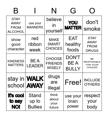 RED RIBBON WEEK Bingo Card