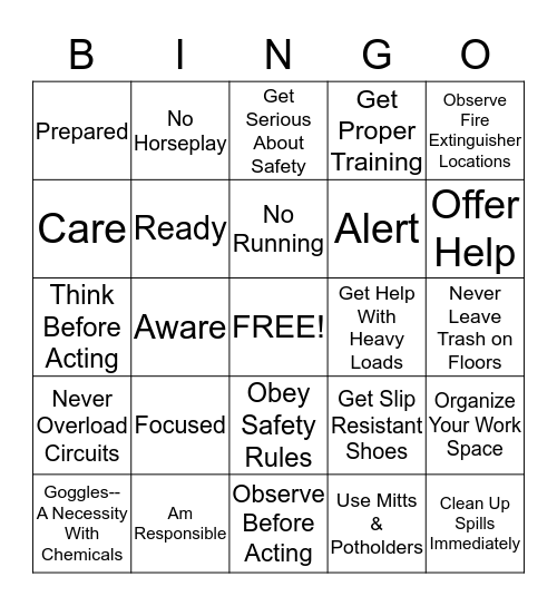 Warren County School Nutrition Bingo Card