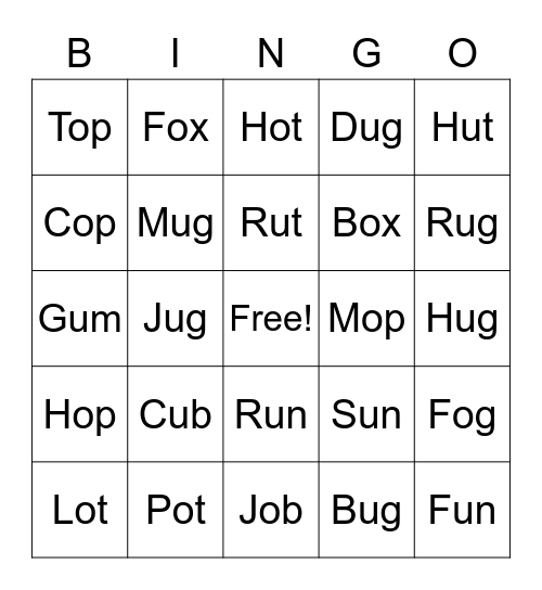 CVC Bingo Card
