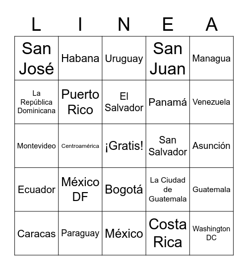 Los países hispanohablantes Bingo Card