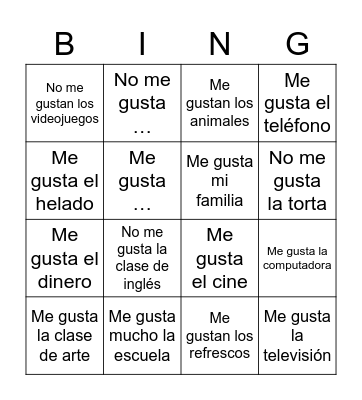 Spa 7-Likes/Dislikes Bingo Card