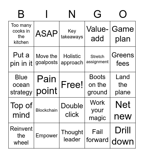 Corporate Bulls**t Bingo Round 3 Bingo Card