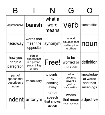 LUMS VOCAB BINGO Card