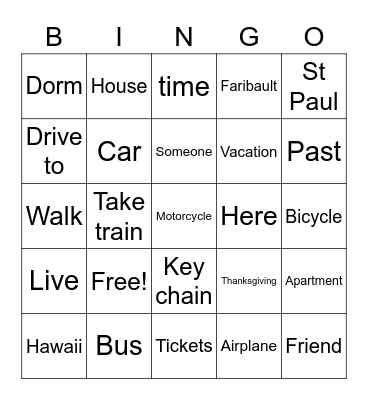 Unit 4 Vocab List 1 Bingo Card
