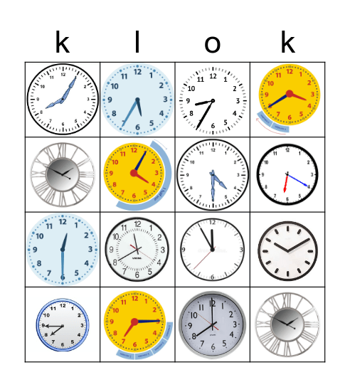 De klok 1 (analoog) Bingo Card