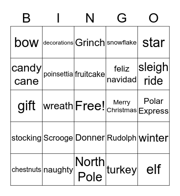 Holiday Bingo Card