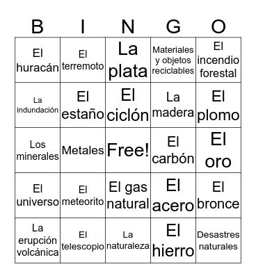 Spanish 3 Chapter 7 Bingo C Bingo Card
