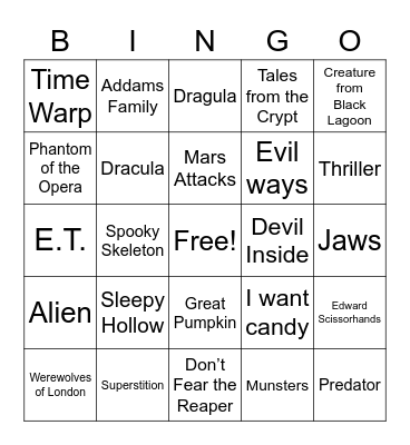 Halloween Bingo Card