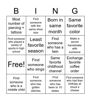 SI Mid Semester Training Bingo Card
