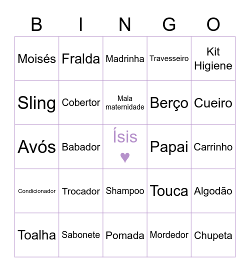 Baby Bingo Card
