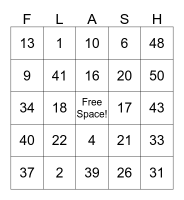 FLASH Bingo Card