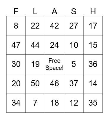 FLASH Bingo Card