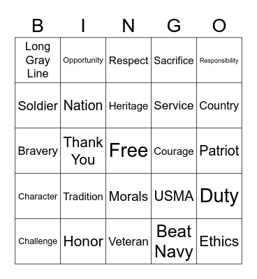Dinninger BINGO Card