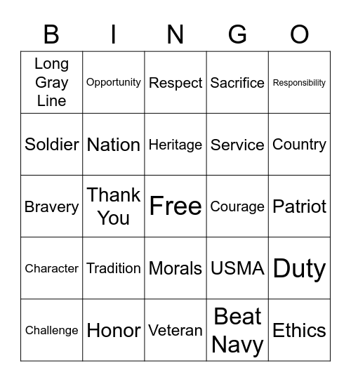 Dinninger BINGO Card