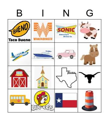 Texas Bingo Card