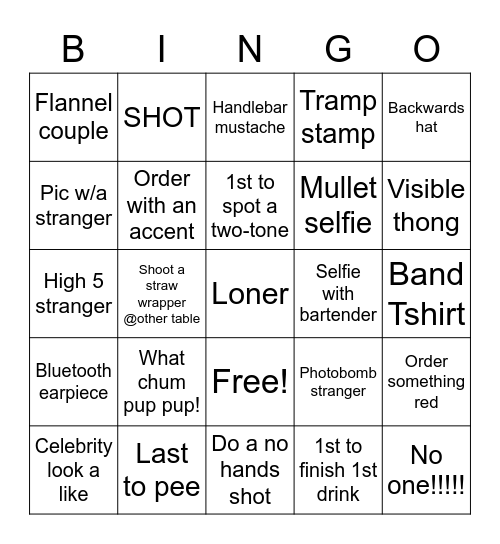 Day Drinking Bingo Card