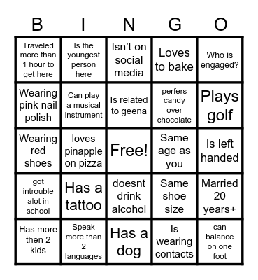 BIRTHDAY BINGO Card