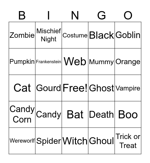 Halloween Bingo! Bingo Card