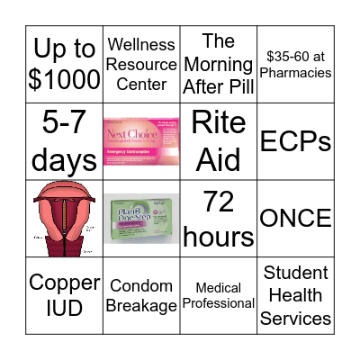 Emergency Contraception BINGO Card