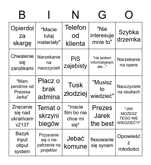 Szlachcic.exe Bingo Card